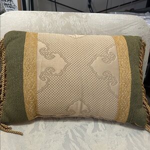 Elegant Cream and Gold Accent Pillow